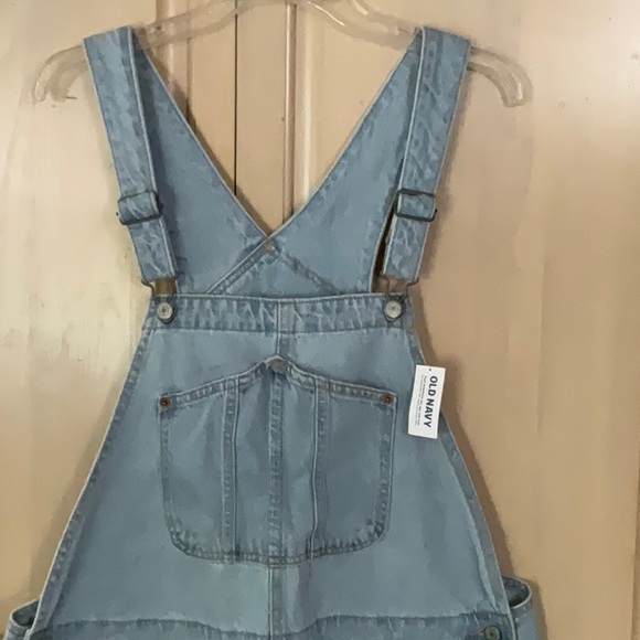 OLD NAVY OVERALL shorts Size XL Denim Light Wash Blue NWT 100% Cotton - Picture 2 of 7